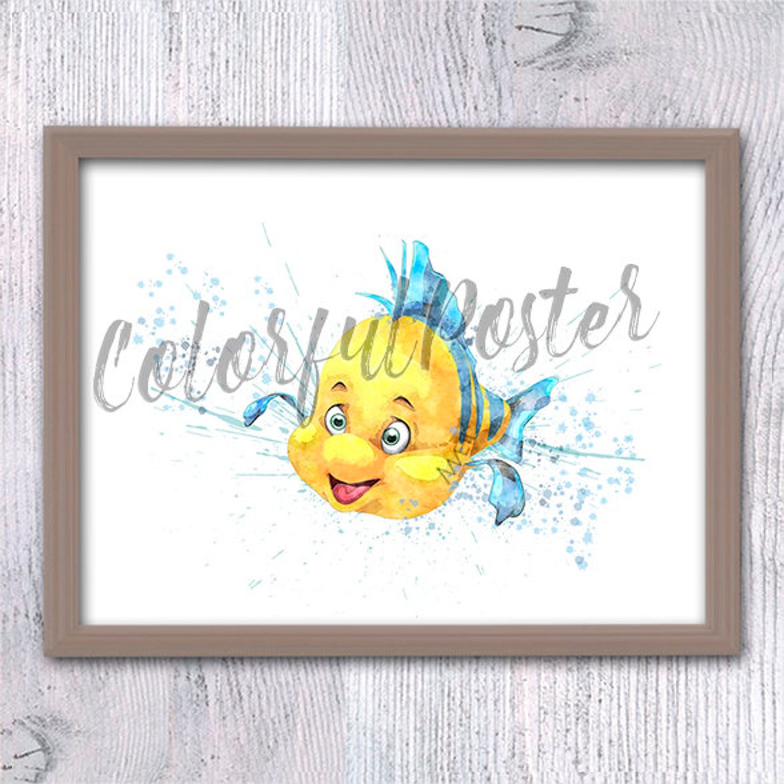 Flounder Print Flounder Poster Little Mermaid Print Disney Etsy
