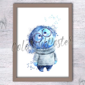Sadness Inside Out Druck Inside Out Traurigkeit Plakat Kinderzimmer Wandkunst Inside Out Film Kinderzimmer Wanddekoration Spielzimmer Wandbehang V529