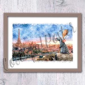 Ratatouille watercolor Ratatouille poster Ratatouille print Ratatouille Paris Kids room decor Nursery art V703 image 1