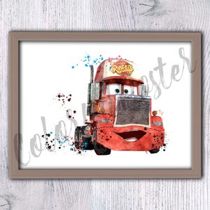 Cars print Cars Mack poster  wall decor Cars  illustration Kids room decoration Child room wall art V456