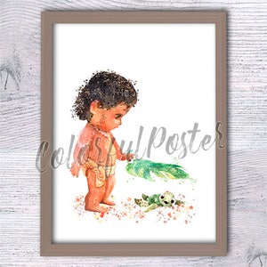 Moana toddler print Princess Moana poster Princess wall decor Moana baby print Nursery art Moana watercolor Baby shower gift V493