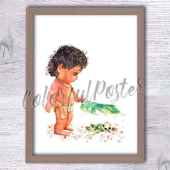 Moana Toddler Wall Art Princess Moana Baby Moana And Turtle Etsy