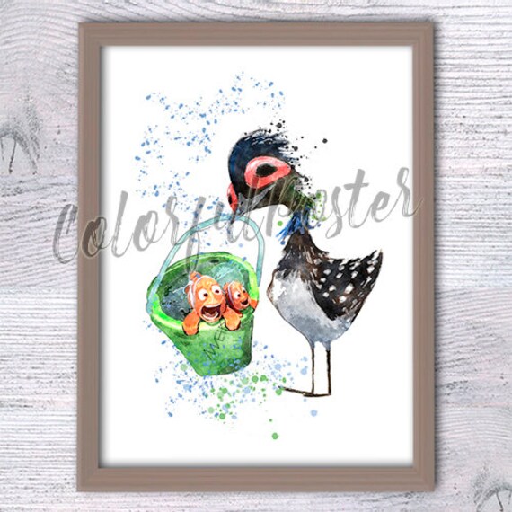 Finding Dory Becky The Loon Print Becky The Loon Poster Disney Etsy