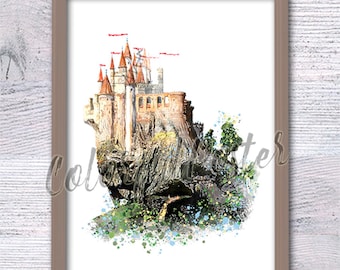 Schneewittchen Schloss Print: Prinzessinnen Kinderzimmer Wandbild V192