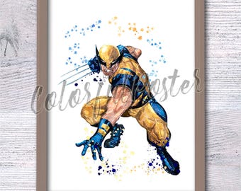 Wolverine poster Wolverine print Marvel decor Superhero poster Birthday gift Home decor Wall art Wolverine watercolor Marvel rivals V490
