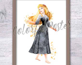 Aurora Print, Sleeping Beauty Poster, Disney Princess Wall Art, Fairytale Decor, Once Upon a Dream, Cottagecore, Nursery Room Decor V840