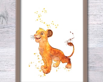 Simba Watercolor Print: Lion King Nursery Art V152
