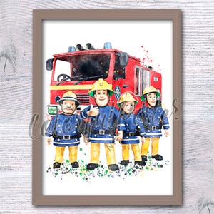 Cartaz do Bombeiro Sam Amigos do Bombeiro Sam Desenho animado bombeiro Sam Tan Aquarela do bombeiro Colegas bombeiros do Bombeiro Sam V707