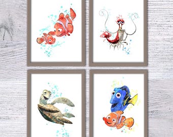 Finding Nemo Print Set: Ocean Nursery & Kids Room Wall Art V46