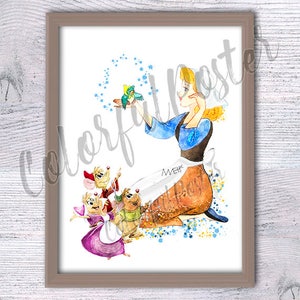 Cinderella print  Cinderella poster  wall decor Kids room wall art Girls room decor Home decoration Gift idea V331