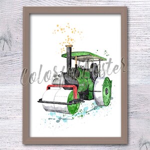 George the Steamroller Thomas poster Thomas the Train Home decor Train watercolor Birthday gift Steam Roller print Nursery art V745
