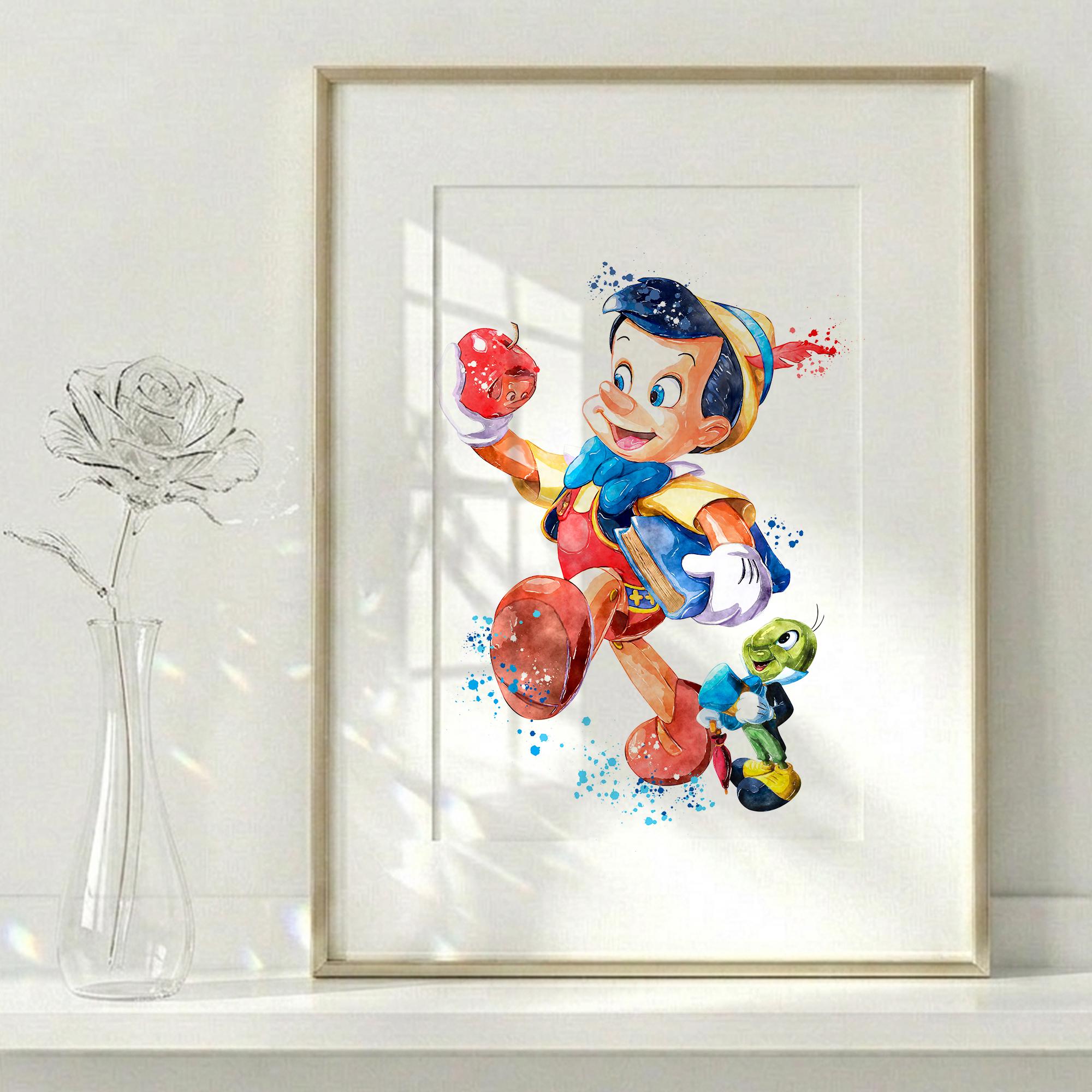 Pinocchio Wall Art Print, Vintage Disney Poster Style, Classic