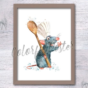 Ratatouille print Ratatouille wall decor Ratatouille poster Nursery art Kitchen wall decor Ratatouille watercolor Restaurant wall art V702
