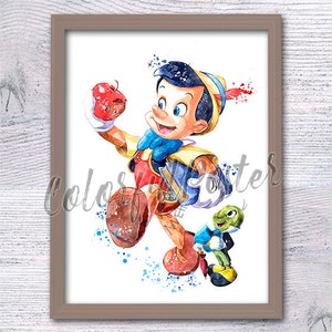 Pinocchio Wall Art Print, Vintage Disney Poster, Classic Fairy Tale Print, Carlo Collodi Book, Kids Room Decor Gifts room decoration V701