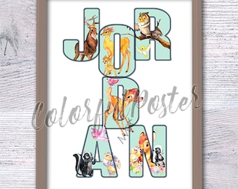 Bambi Name personalisiert Geburtstagsgeschenk Disney wand deko Kinderzimmer Bambi Bild Druck V695