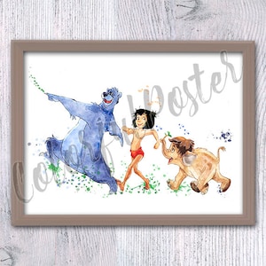 The Jungle Book print Jungle Book decor Mowgli and Baloo illustration Home decoration Child room wall art Kids room decor V74