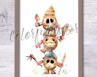 Poster Moana Kakamora Druck Kakamora Wanddekor Moana Kakamora Poster Moana Aquarell Wohndeko Wandkunst Geburtstagsgeschenk V538