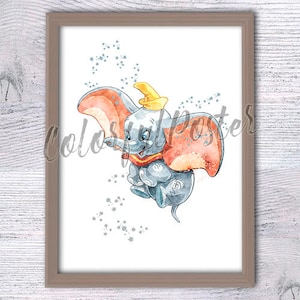 Impresión de Dumbo Decoración de pared del póster de Dumbo Arte de pared de la habitación de los niños Regalo de baby shower Decoración de la pared de la habitación de la guardería Arte V161