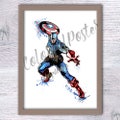 Captain America watercolor print Marvel superhero poster Kids room wall art Captain America art print Boys room decor Comic book heroes V246 product logo