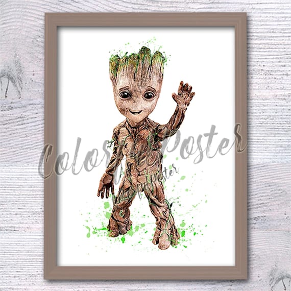 Groot Poster, Guardians of the Galaxy Art Print, Marvel Superhero Wall Decor, I Am Groot Fan Art, Kids Room and Nursery Decor V599
