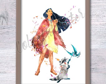 Pocahontas print  princess poster Kids room wall art  wall decor Girls room decor Pocahontas wall art poster V447