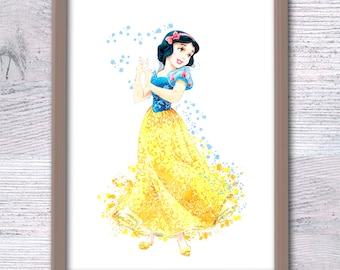 Snow White Watercolor Print: Princess Nursery Art V118