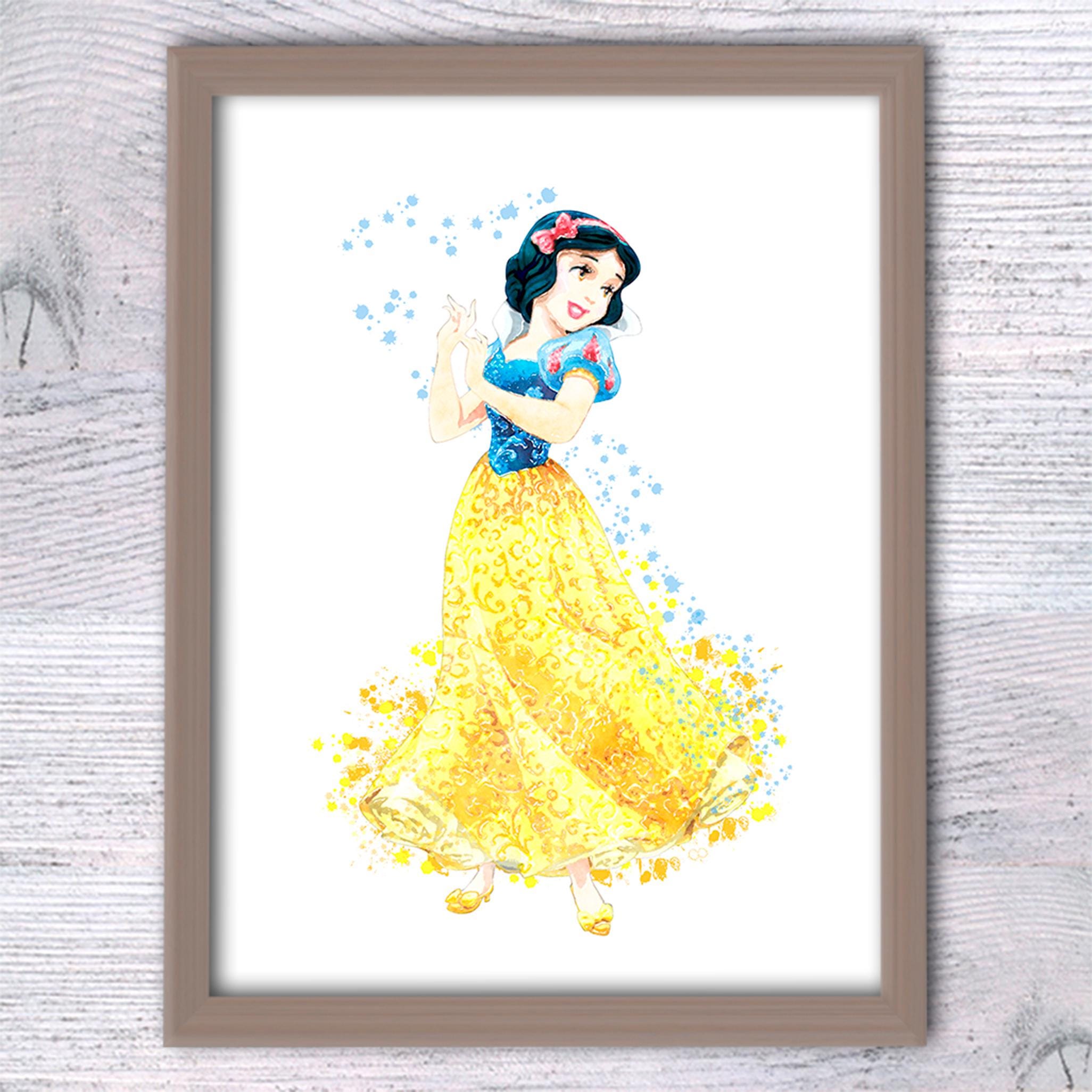 白雪姫の水彩画プリント：プリンセスの保育園アート V118 - Etsy 日本