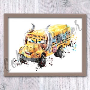 Póster de Miss Fritter de Cars, impresión de Cars, decoración de pared de Cars, arte de pared para habitación infantil, decoración de parque infantil de Pixar, decoración de habitación infantil, colgante de pared V513
