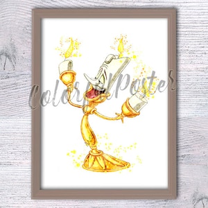 Lumiere poster Beauty and the Beast print Lumiere watercolor Princess Bell poster Beauty and the Beast wall decor Nursery art V156