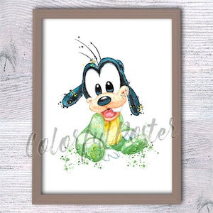 Goofy Druck Baby Goofy Poster Wanddekor Goofy Aquarell Kinderzimmer Wand Kunst Druck Spielplatz Dekor Kinderzimmer Kunst V554