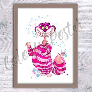 Alice in Wonderland Poster, Cheshire Cat Print, Whimsical Wall Art, Vintage Storybook Illustration, Fantasy Decor, Gift for Book Lovers V518