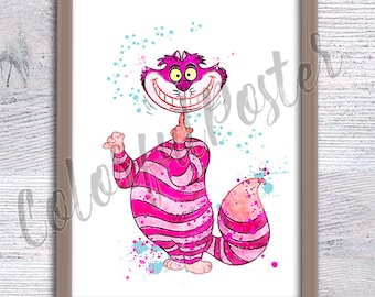 Alice in Wonderland poster Cheshire Cat print  wall decor Wonderland print Playroom wall decoration Nursery room decor V518