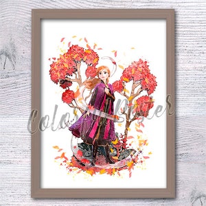 Princess Anna poster Anna Frozen print Frozen wall decor Frozen princess poster Nursery art Gift for her Home decor Wall art V668