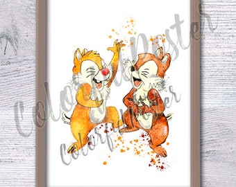 【最終価格】Chip&Dale チップとデール 絵画 レア品 ディズニー Chip 'n Dale ''Chip and Dale'' Gallery Wrapped Canvas by Tom