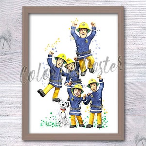 Fireman Sam friends Fireman Sam print Fellow firefighters Sam Tan fireman Cartoon firefighters Fireman Sam poster V738