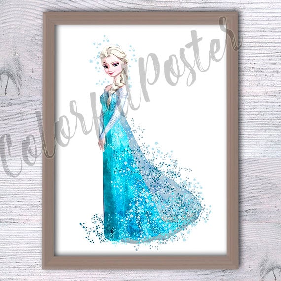 Frozen Elsa Print Disney Wall Decor Watercolor - Frozen Wall Decor Frozen Elsa Print Disney Wall Decor Watercolor - Frozen Wall Decor