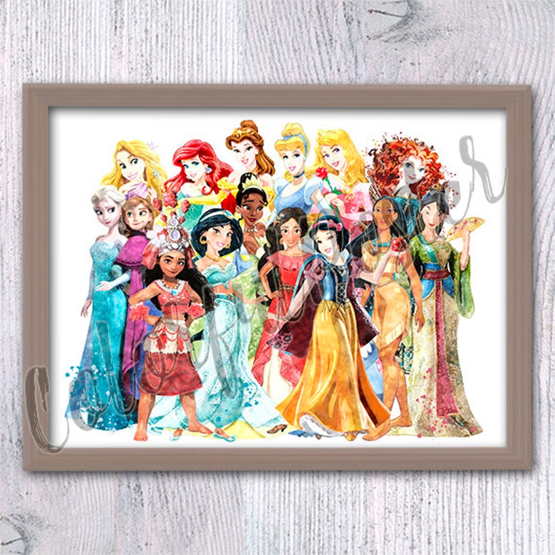 Disney Princess Disney Wall Decor Nursery Art Girls Room Decor Etsy