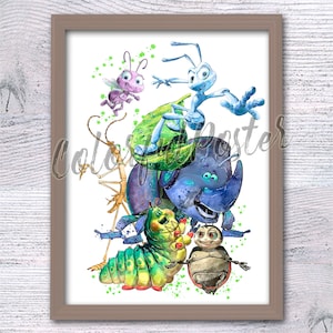 A Bugs Life poster A Bug&#39;s Life print  wall decor Nursery art Bugs Life illustration Kids room decor V823