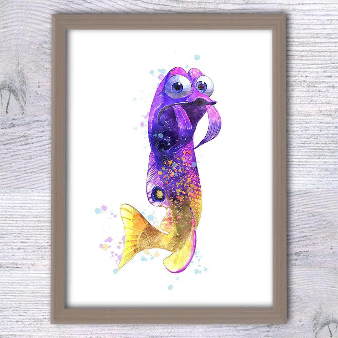 Gurgle Finding Nemo Watercolor Print: Nursery Wall Decor V28 - Etsy, image size:1080x1080