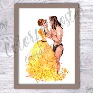 Tarzan print Tarzan and Jane poster wall decor Tarzan poster Nursery room decor Kids room wall art Gift idea Girls room decor V399 image 1