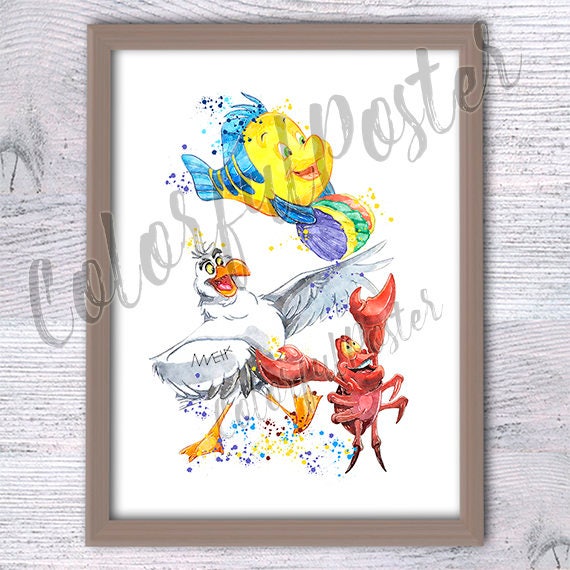 Little Mermaid Print The Little Mermaid Poster Disney Wall Etsy