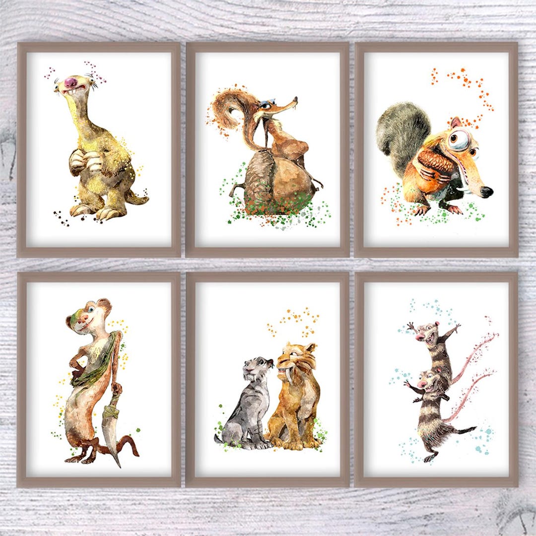 Filmkunstafdrukken ijstijd: kinderkamerdecoratie, set van 6 V135 - Etsy  België, image size:1080x1080