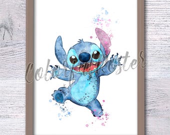 Stitch Print, Lilo and Stitch artwork, Funny Stitch Print, Ohana Print family, Birthday gift, Wall art, Home decor, Gift for her V497