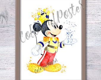 Mickey Mouse print Mickey Mouse poster  wall decor Kids room wall art Baby shower gift Boys room decor V240