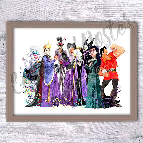Disney Watercolor Print Evil Queen Illustration Disney Etsy