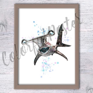 Le monde de Nemo, affiche d'ancre pour baby shower, affiche d'art de chambre de bébé, cadeau d'anniversaire, décoration de chambre d'enfants, art mural de salle de bain, requin, poisson, V29