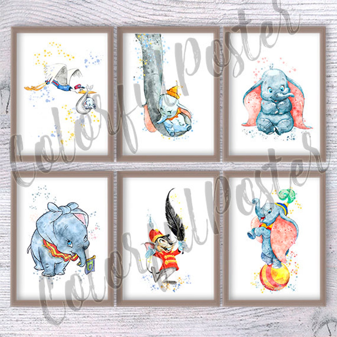 Dumbo Poster Set of 6 Dumbo Print Dumbo Elephant Dumbo Wall Decor Dumbo