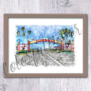 Disney park print Disney icon Disney wall decor Disney theme park Nursery art Disney poster Disney watercolor V715
