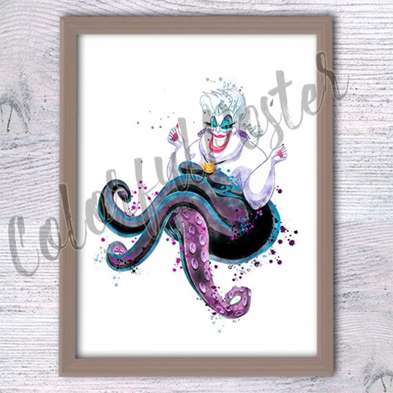 Ursula Watercolor Print, Disney Villain Art, Little Mermaid Poster, The Little Mermaid Art, Ariel Gift, Sea Witch Print V195
