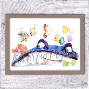 Finding Dory-poster, Finding Nemo-poster, Mr.Ray kunst aan de muur, kunst, Ocean print, nautische print, Baby Dory, kinderkamer, inrichting kinderkamer V96